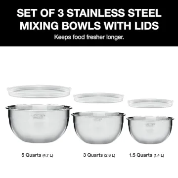 Cuisinart Stainless Steel Mixing Bowl Set - Three Essential Sizes