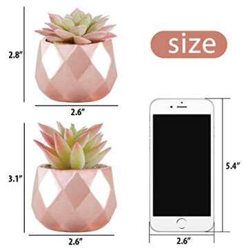 Tiita Mini Rose Gold Fake Succulents for Desk Decor