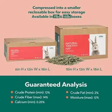 Andy 2nd Cut Timothy Hay, Premium Rabbit Food, 7 lb Box, Guinea Pig and Chinchilla Hay, Balanced Nutrition for Rabbits, Chinchillas, and Guinea Pigs