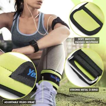 Yes4All Wrist & Ankle Weights Pair 1lb -10lbs for Women, Men, Kids Adjustable Strap - Walking, Jogging, Pilates, Gym Fitness Workout (3 lbs x2, Lime)