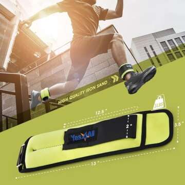 Yes4All Wrist & Ankle Weights Pair 1lb -10lbs for Women, Men, Kids Adjustable Strap - Walking, Jogging, Pilates, Gym Fitness Workout (3 lbs x2, Lime)