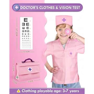 Lehoo Castle Kids Doctor Set Pink, Toddler Girl Toys 3-5, Wooden Doctor Kit , Pretend Play Medical Set with Stethoscope, Gift for Kids Toddlers Ages 3 4 5 6 Year Old