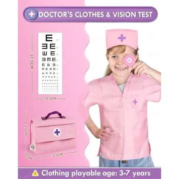 Lehoo Castle Kids Doctor Set Pink, Toddler Girl Toys 3-5, Wooden Doctor Kit , Pretend Play Medical Set with Stethoscope, Gift for Kids Toddlers Ages 3 4 5 6 Year Old