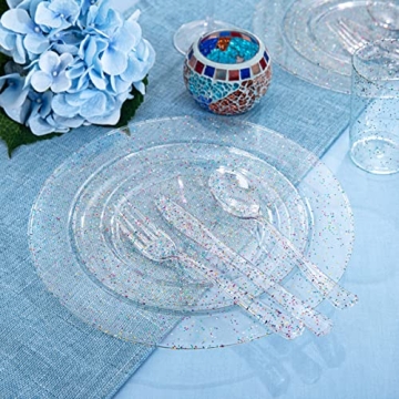 Rubtlamp 180PCS Glitter Plastic Plates Set for 30 Guests