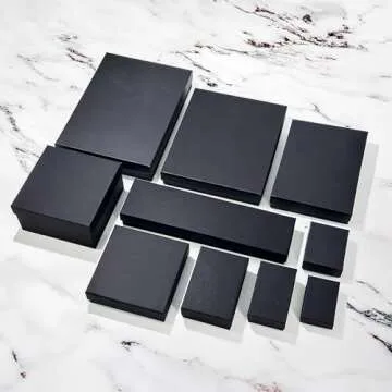 Elegant Black Jewelry Boxes - 25-Pack Cotton Filled Cases