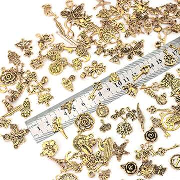 JIALEEY 200Pcs Tibetan Antique Gold Charm Mixed Pendants DIY for Bracelet Necklace Jewelry Making and Crafting