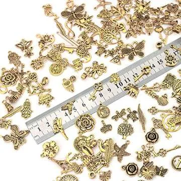 JIALEEY 200Pcs Tibetan Antique Gold Charm Mixed Pendants DIY for Bracelet Necklace Jewelry Making and Crafting