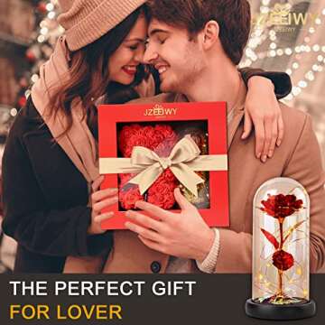 JZEEIWY Flower Rose Bear for Mom,Perfect Birthday Romantic Gift for Wife Daughter Girlfriend Friend Her,Light up Rose in Glass Dome for Birthday Anniversary Mothers Day Valentines Day