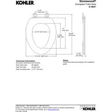 Kohler K-4647-47 Stonewood Molded-Wood with Color-Matched Plastic Hinges Elongated Toilet Seat, Almond