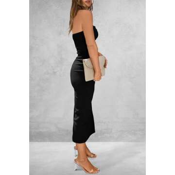 PRETTYGARDEN Women's Summer Bodycon Maxi Tube Dress Ribbed Strapless Side Slit Long Going Out Casual...