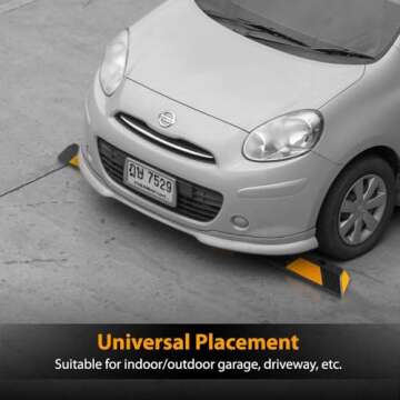 Heavy Duty Rubber Car Parking Wheel Guide Stopper - Pyle 72 Inch