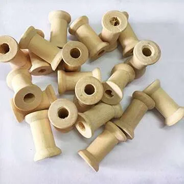 20 Pieces Wooden Empty Spools Empty Sewing Spools Wooden Sewing Bobbins Sewing Thread Ribbon Holder Wooden Empty Bobbins Thread Spool Sewing Tool(27 mm x 16 mm)