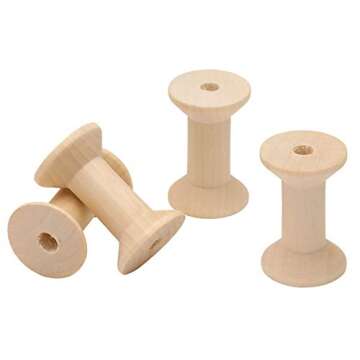 20 Pieces Wooden Empty Spools Empty Sewing Spools Wooden Sewing Bobbins Sewing Thread Ribbon Holder Wooden Empty Bobbins Thread Spool Sewing Tool(27 mm x 16 mm)
