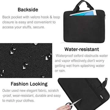 Voova Laptop Bag 13-14 Inch, 360° Protective Laptop Case Sleeve with Shoulder Strap Compatible with Macbook Air 13, MacBook Pro 13/14, Waterproof Computer Bag Slim Briefcase for Men Women, Black