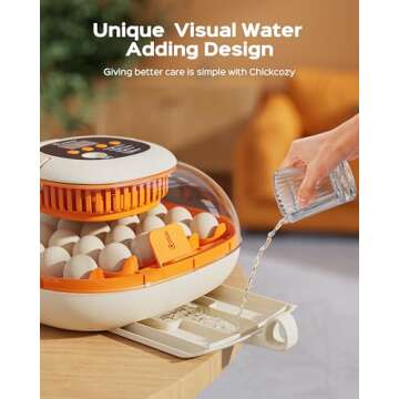 25 Egg Incubator for Hatching Chicks, Automatic Egg Turner with Thermometer Seat and Humidity Control, Egg Candler, 360° View with Clear Window