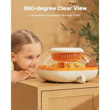 25 Egg Incubator for Hatching Chicks, Automatic Egg Turner with Thermometer Seat and Humidity Control, Egg Candler, 360° View with Clear Window