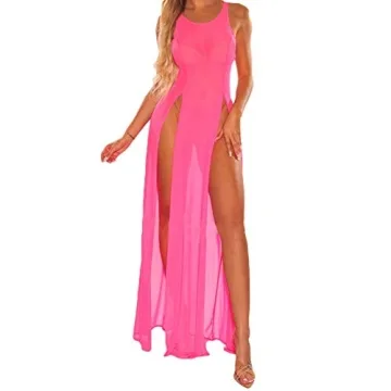 Elegant Women's Sexy Lingerie Sleepwear Night Gown with Mesh Slit Design