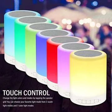 RAGZAN Night Light Bluetooth Speaker Wireless Portable Smart Touch Control Bedside Table Lamp with Colorful Led, Best Gift for Teens Kids Children Students Girlfriend Boyfriend Women Men