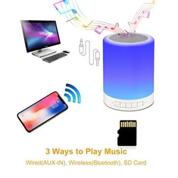 RAGZAN Night Light Bluetooth Speaker Wireless Portable Smart Touch Control Bedside Table Lamp with Colorful Led, Best Gift for Teens Kids Children Students Girlfriend Boyfriend Women Men