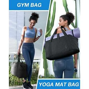 BAGSMART Large Gym Bag with Yoga Mat Buckle - Perfect for Travel and Weekend Getaways