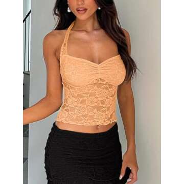 Trendy REORIA Lace Crop Top for Stylish Summer Wear