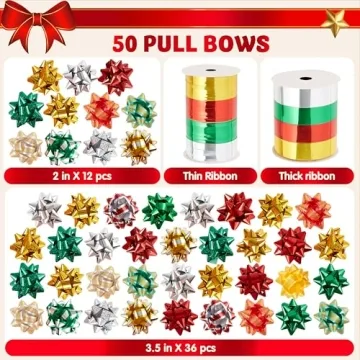 JOYIN 50 PCS Bows and Gift Ribbons Set for Every Occasion