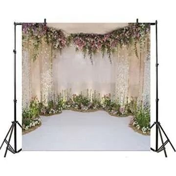 Leyiyi 8x8ft Photography Background Wedding Ceremony Backdrop Marriage Engagement Celebration Flower Blossom Arch Door 3D Hall Decoration Sequins Shine Flower Photo Portrait Vinyl Studio Prop