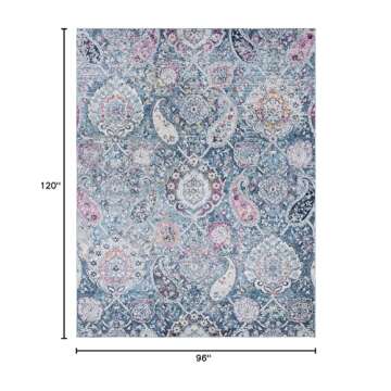 SAFAVIEH Madison Collection Area Rug - 8' x 10', Blue & Grey, Boho Chic Glam Paisley Design, Non-She...