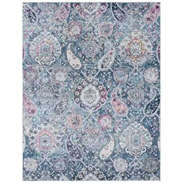 SAFAVIEH Madison Collection Area Rug - 8' x 10', Blue & Grey, Boho Chic Glam Paisley Design, Non-Shedding & Easy Care, Ideal for High Traffic Areas in Living Room, Bedroom (MAD600M)