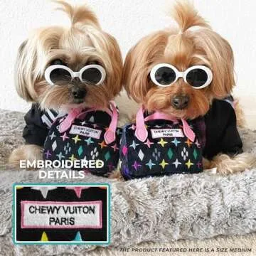 Haute Diggity Dog Black Monogram Chewy Vuiton Handbag, Plush Designer Dog Toys with Interactive Squeaker, Stimulating Pet Enrichment, Machine-Washable & Safe Materials for All Breeds, Size Medium