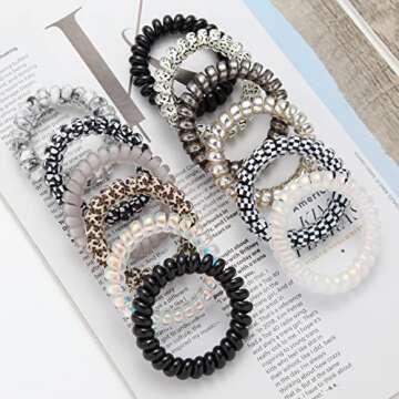 Emrlyr Spiral Hair Ties - No Damage, Stylish & Waterproof - 12PCS