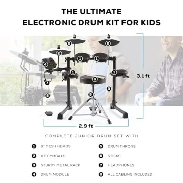 Kids Electric Drum Set with 120 Sounds & Lessons