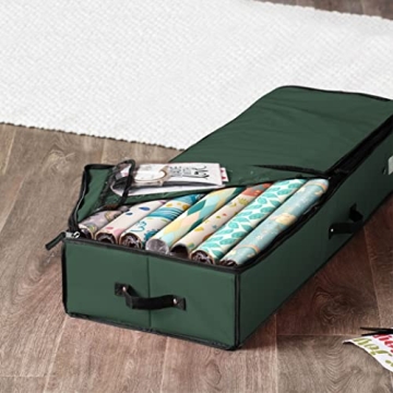 ZOBER Wrapping Paper Storage Containers - 40 Inch Gift Wrapping Organizer Storage W/Interior Pockets - Fits 20 Standard Rolls of Wrapping Paper, Bows, and Ribbons