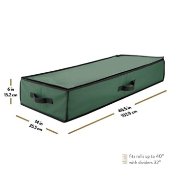 ZOBER Wrapping Paper Storage Containers - 40 Inch Gift Wrapping Organizer Storage W/Interior Pockets - Fits 20 Standard Rolls of Wrapping Paper, Bows, and Ribbons