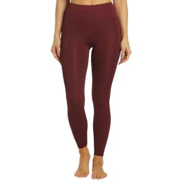 Marika Women's Jade High Rise Back Pocket Legging, Windsor Wine, Medium