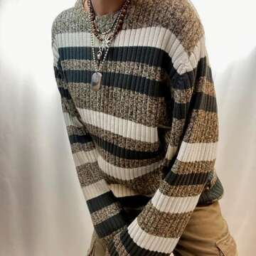 ROAONOCOMO Women Y2K Printed Pullover Sweater Star Print Oversized Knit Jumper Long Sleeve Aesthetic...