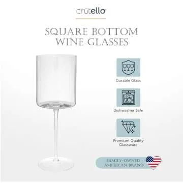 Crutello Square Wine Glasses - Beautiful Vintage Set of 4