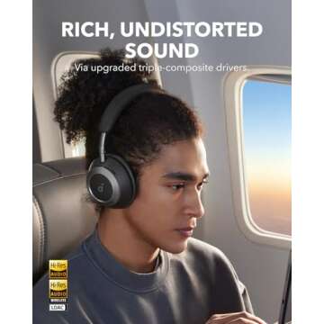 Soundcore Space One Pro by Anker, Adaptive Active Noise Cancelling Headphones Driven by 6 Mics, Super Foldable Design, 60H Lossless Audio, Ultra-Fast Charging, Hi-Res Wireless Audio, Comfortable Fit