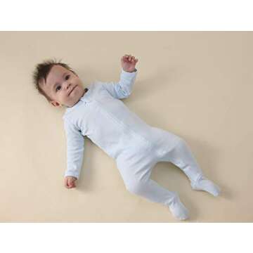 O2 BABY Baby Boys Girls Organic Cotton Zip Front Sleeper Pajamas, Footed Sleep 'n Play（0-3Months, ...