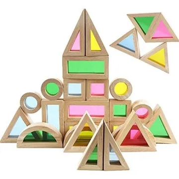 Agirlgle Rainbow Wooden Building Blocks 24 Pcs Kids Educational Toy