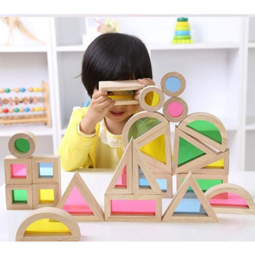 Agirlgle Rainbow Wooden Building Blocks 24 Pcs Kids Educational Toy