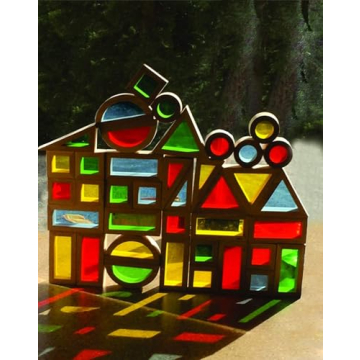 Agirlgle Rainbow Wooden Building Blocks 24 Pcs Kids Educational Toy