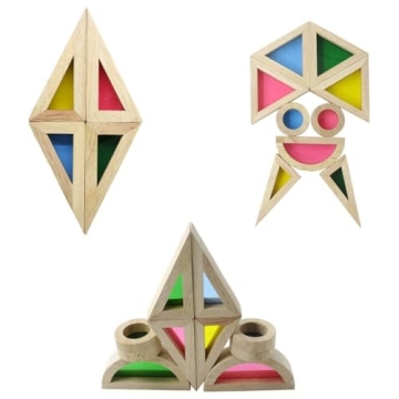 Agirlgle Rainbow Wooden Building Blocks 24 Pcs Kids Educational Toy