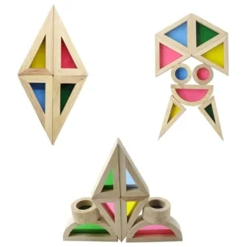 Agirlgle Rainbow Wooden Building Blocks 24 Pcs Kids Educational Toy