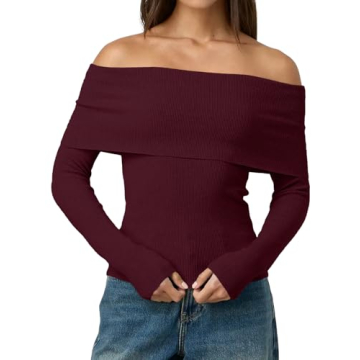 LILLUSORY Women's Off Shoulder Sweater | Chic & Stylish Knitted Top for Every Occasion