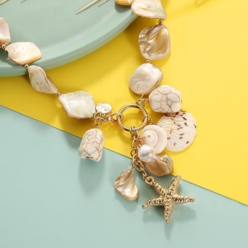 Firstmeet Natural Freshwater Shell Choker Necklace for Women