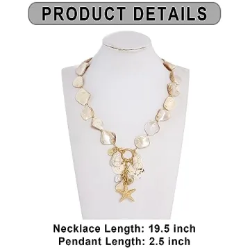 Firstmeet Natural Freshwater Shell Choker Necklace for Women