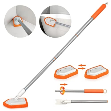 JEHONN Tub and Tile Scrubber with Long Handle for Easy Cleaning