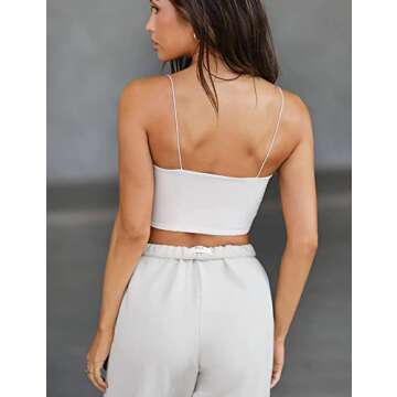 Jemer White Going Out Tops for Women Rave Outfits Bra Two 2 Piece Country Concert Sexy Crop Top Free Trendy Cute Bustier Lingerie People Club Dressy Tank Cropped Shirt Womens Dupe Clothes Cami