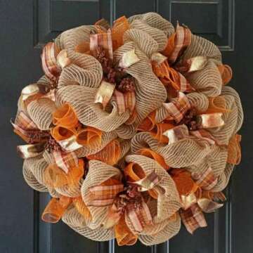 LaRibbons Autumn Poly Mesh Ribbon - 4 Rolls 10" x 30' Each - Perfect for Thanksgiving Crafts